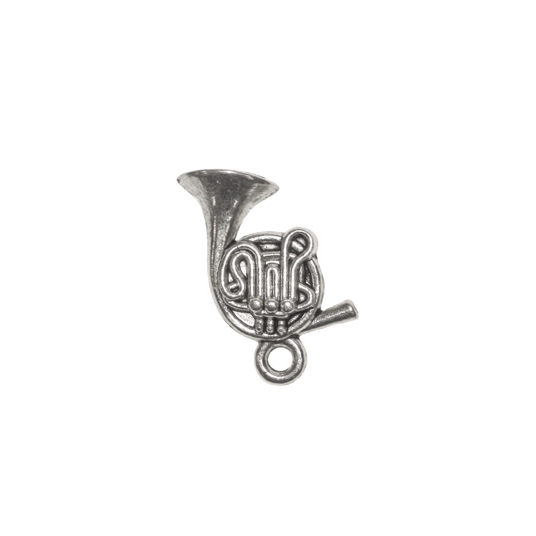 Charms, French Horn, Silver, Alloy, 17.5mm x 11mm, Sold Per pkg 8