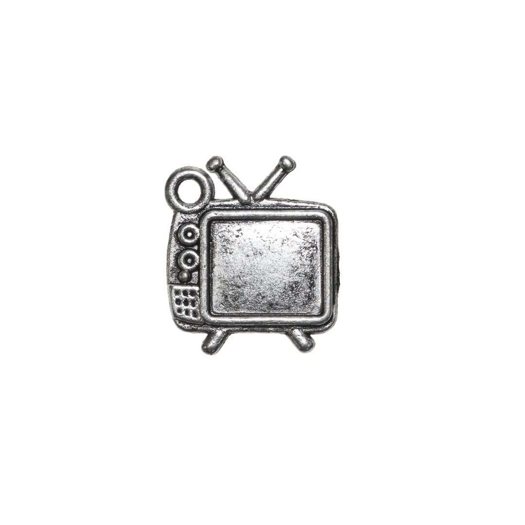 Charms, Television, Silver, Alloy, 15mm x 13mm, Sold Per pkg of 8