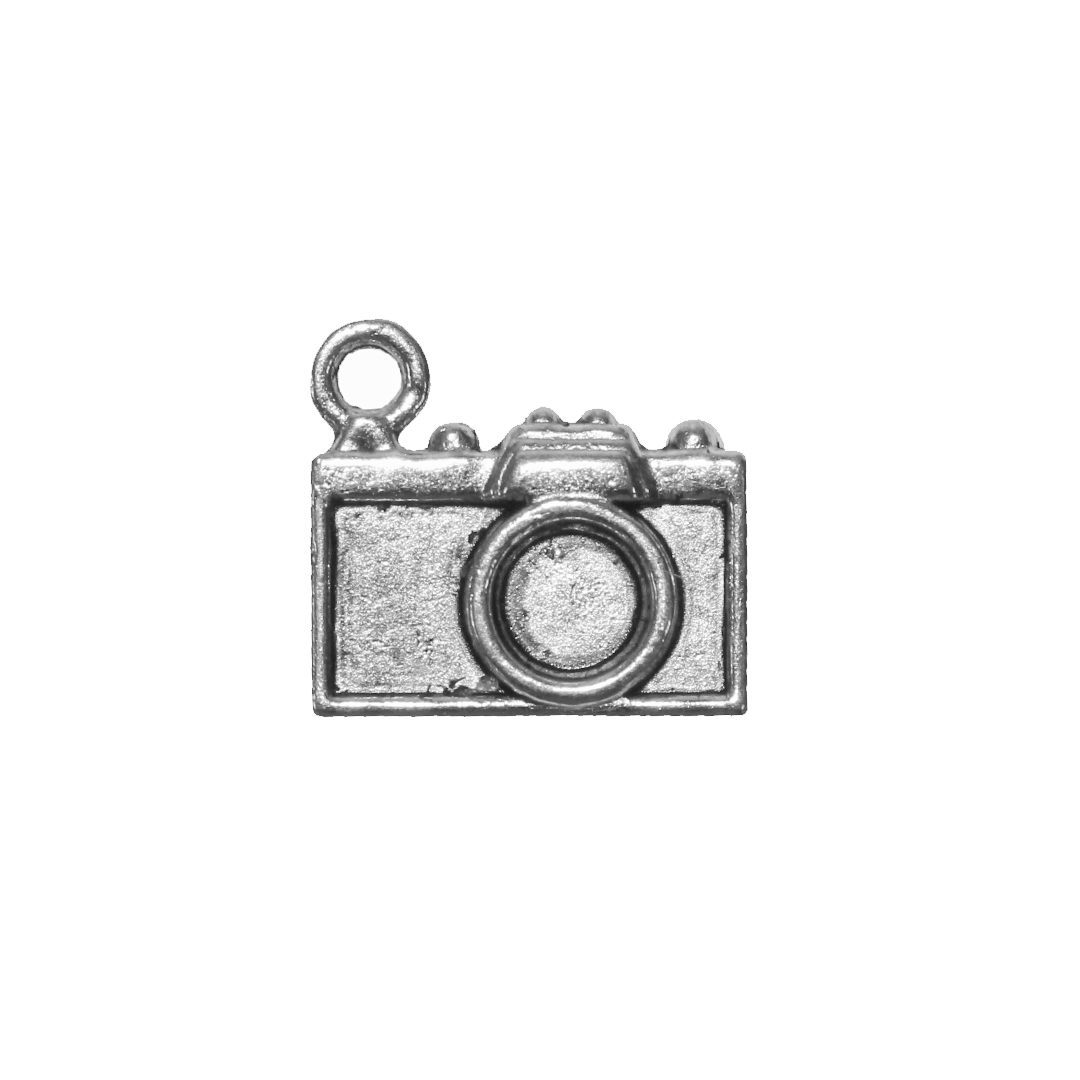 Charms, Camera, Silver, Alloy, 12mm x 13mm, Sold Per pkg of 8