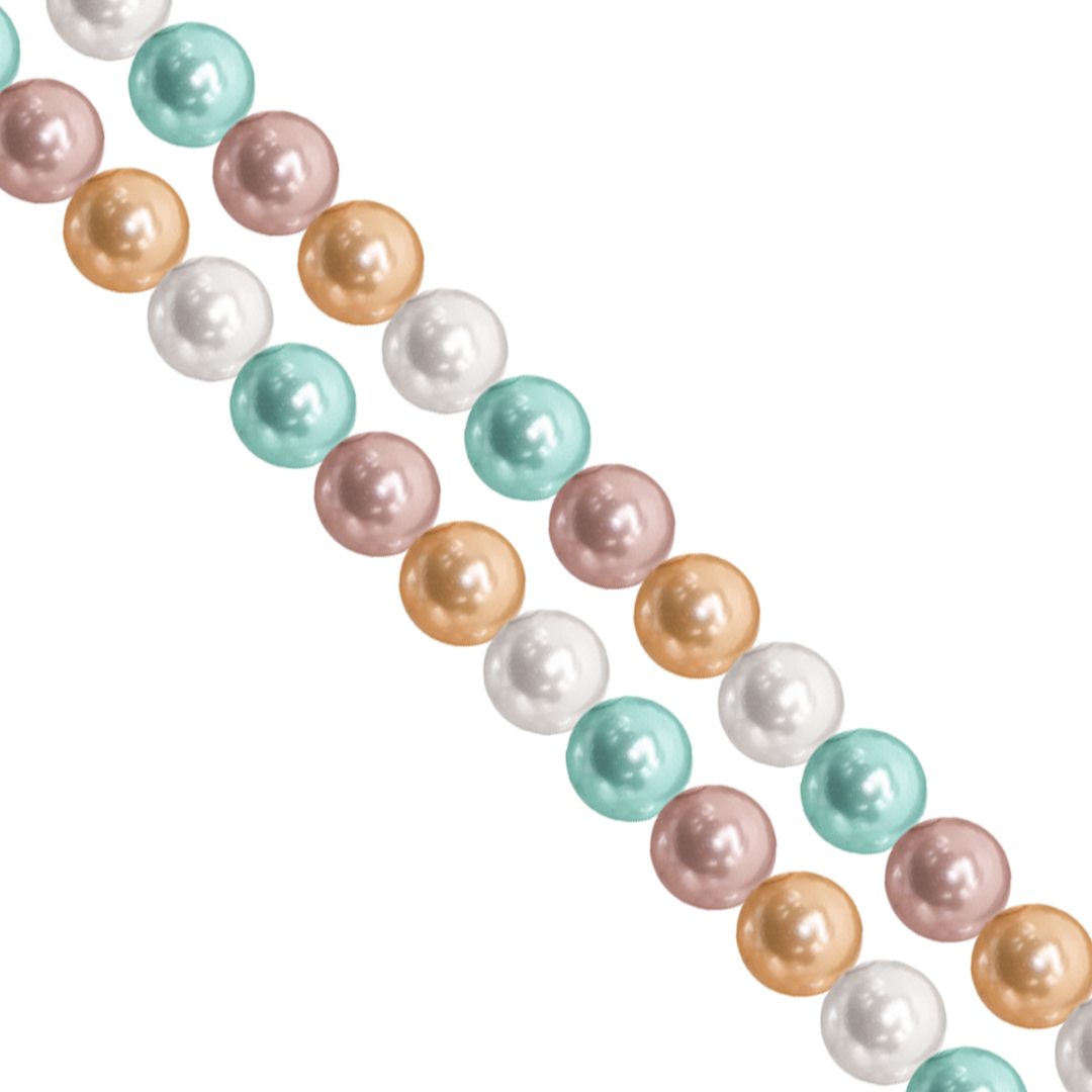 Shell Pearls, Turquoise, Apricot, Pink & White, Available in Multiple Sizes