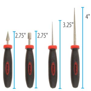 4-Piece Ergo Handled Bead Reamer Set in Plastic Box