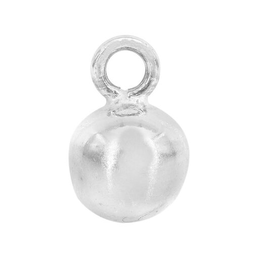 Charm, Bell, Sterling Silver, 8mm with 4mm loop -1pc