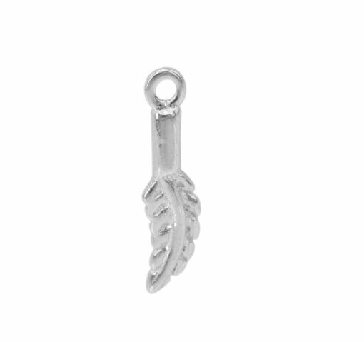Charm, Leaf, Sterling Silver, 13mm x 4mm, 1 pc
