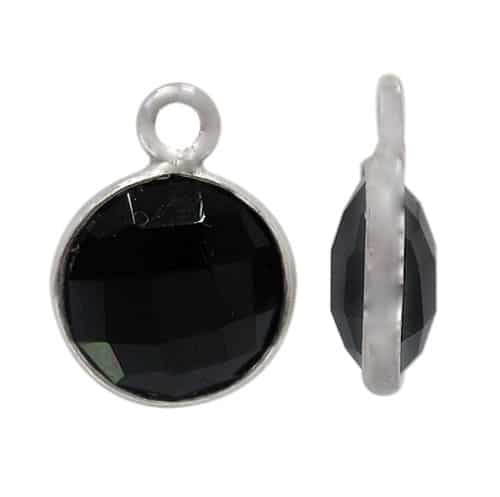 Charm, Onyx, Rhodium plated on Sterling Silver, 1 pc