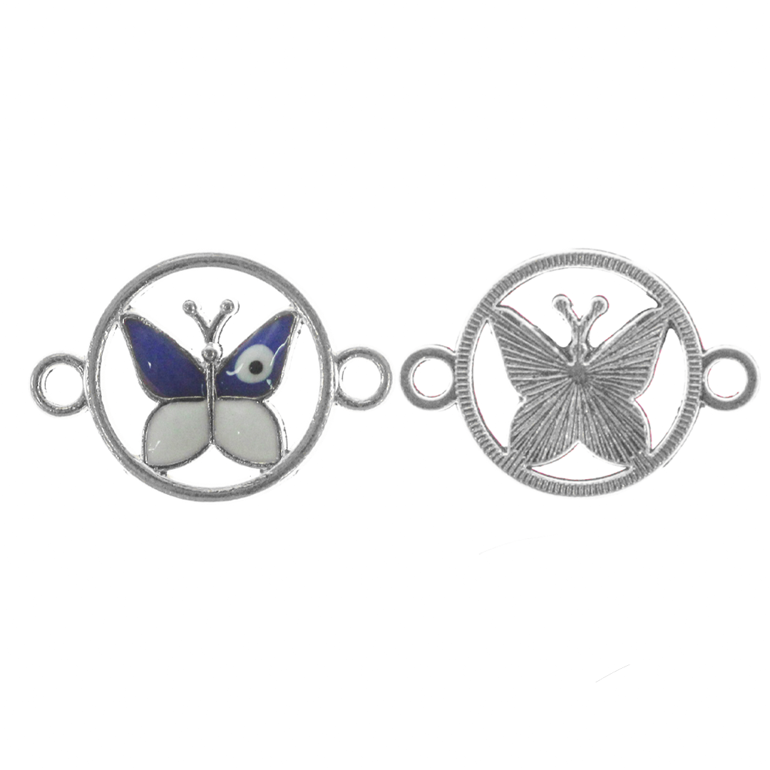 Connector, Round Butterfly, Alloy, 15mm x 21.5mm x 1.5mm, Sold Per pkg of 6