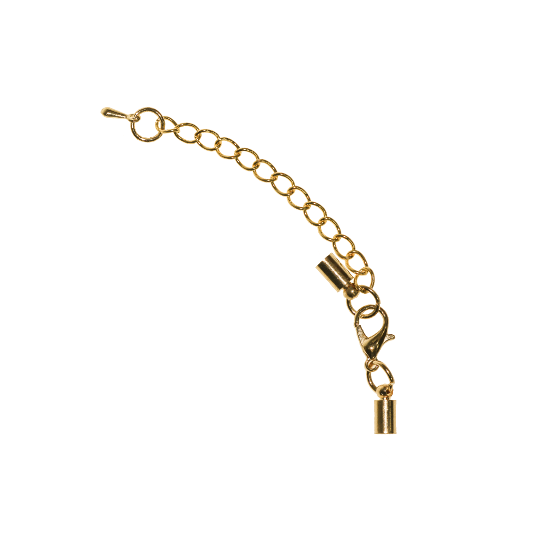 Chains, Chain Extenders, Curb Chain, Gold, Alloy, 52mm (chain) x 12mm (clasp) x 9mm (cap), Sold Per pkg of 5