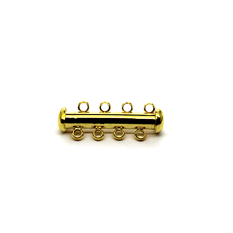 Clasp, Sliding Tube Clasps (Eight Loops), Gold, Alloy, 24mm x 9mm, Sold Per pkg of 1 - Butterfly Beads