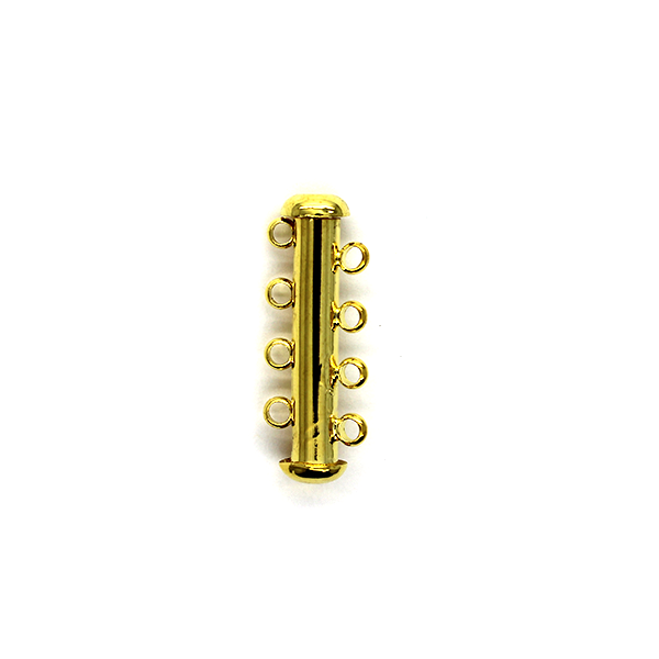 Clasp, Sliding Tube Clasps (Eight Loops), Gold, Alloy, 24mm x 9mm, Sold Per pkg of 1 - Butterfly Beads