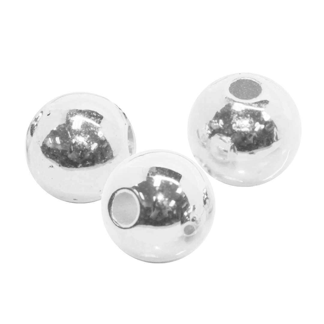 High Quality Plastic Beads, Bright Silver, Available in Multiple Sizes