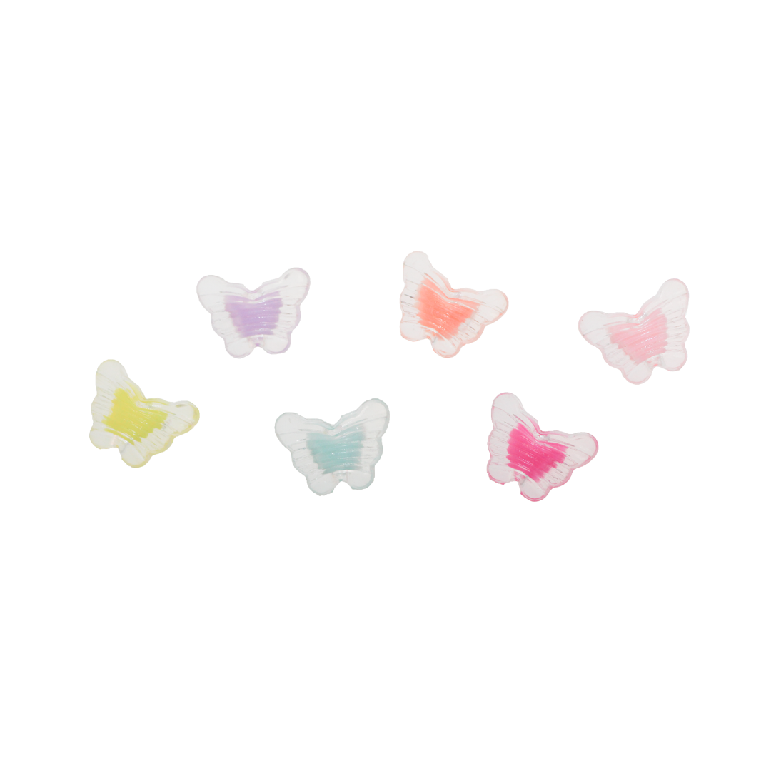 Plastic Beads Bulk Bag, Butterfly, 12mm x 16.5mm, Transparent, Mixed Colours, Sold Per pkg of Approx 220