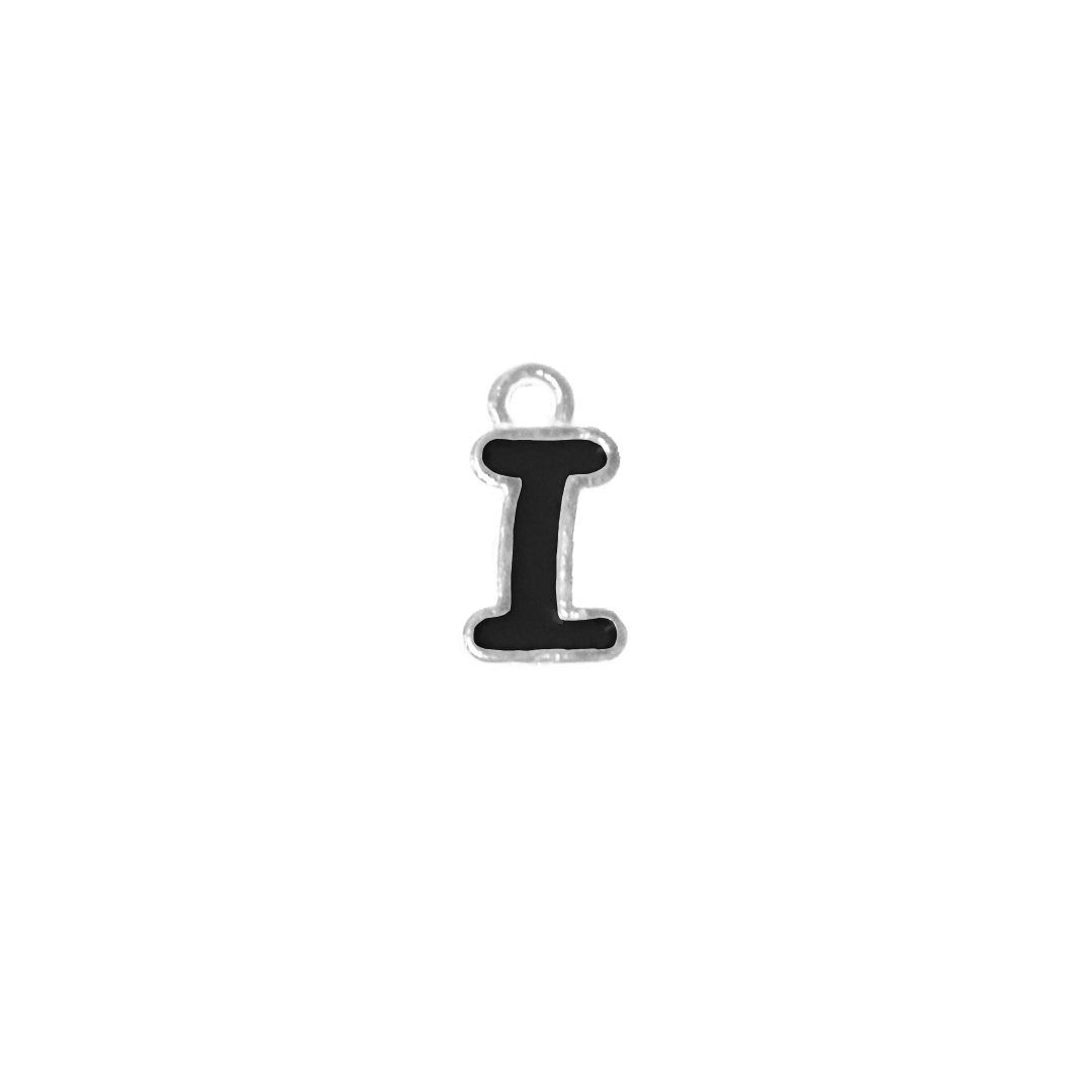 Charms, Alphabet, Enameled, Silver, Alloy, Approx 12mm x 8mm, Sold Per pkg of 5