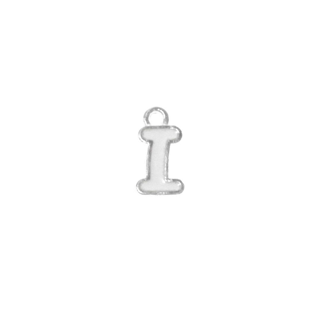 Charms, Alphabet, Enameled, Silver, Alloy, Approx 12mm x 8mm, Sold Per pkg of 5