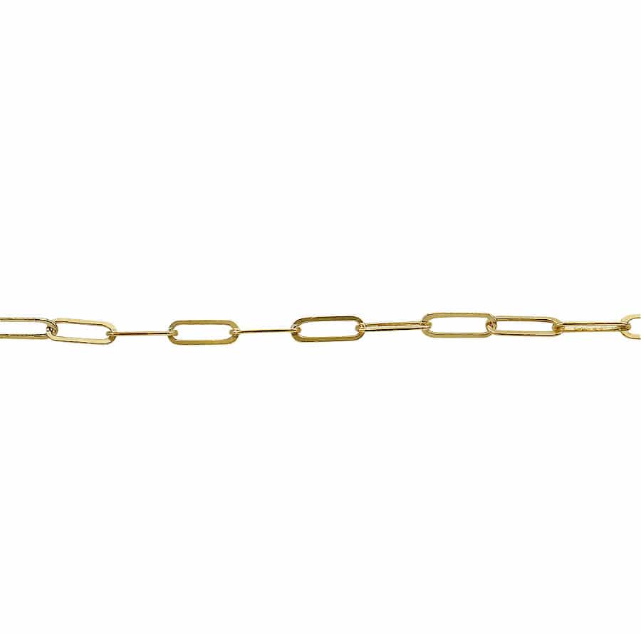 14KT Gold filled, flat paperclip unfinished chain, 2×5.5mm with 0.3mm Price Per Inch