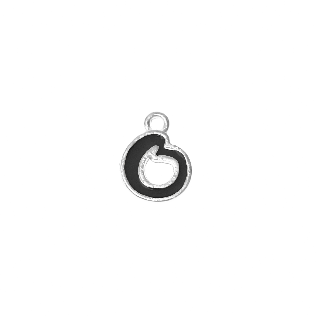 Charms, Alphabet, Enameled, Silver, Alloy, Approx 12mm x 8mm, Sold Per pkg of 5