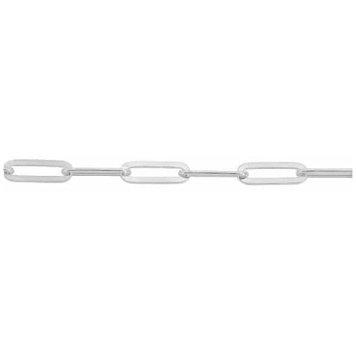 Chain, Flat Paperclip Chain Bracelet, Sterling Silver, 7.5 inches - 1pc
