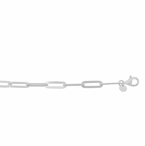 Chain, Flat Paperclip Chain Bracelet, Sterling Silver, 7.5 inches - 1pc