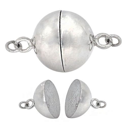 Clasp, Round Magnetic, Sterling Silver,  8mm Diameter, Sold Per pkg of 1