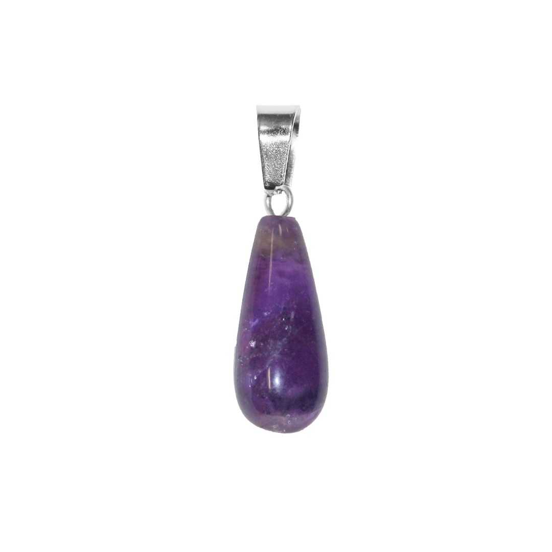 Amethyst Pendant, Drop, Semi-Precious Stone, 25mm x 10.5mm, Sold Per pkg of 1