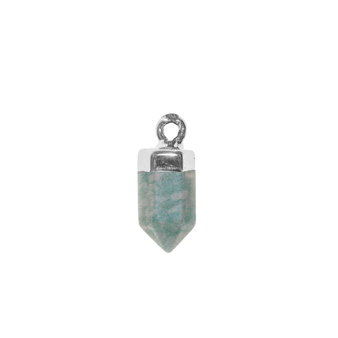 Charm, Faceted Stone, Bright Silver, Alloy, Approx 14.5mm x 6mm, Sold Per pkg of 1, Available in Multiple Gemstones