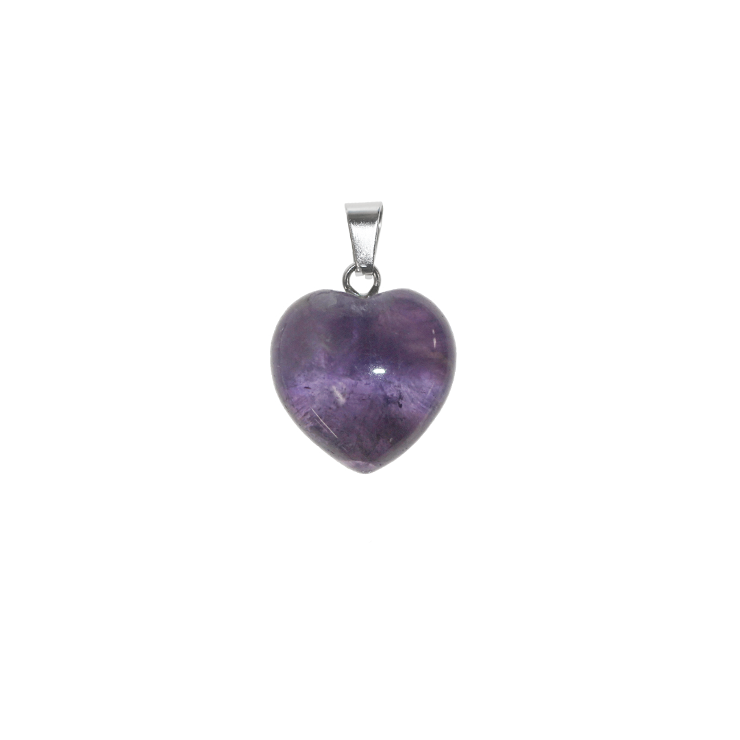 Amethyst Pendant, Heart, Semi-Precious Stone, 16mm x 16mm, Sold Per pkg of 1