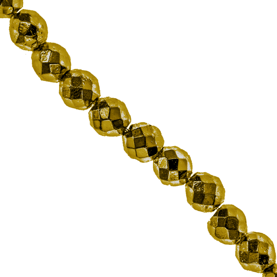Hematite, Round, Faceted, Plated, Available in Multiple Sizes and colours