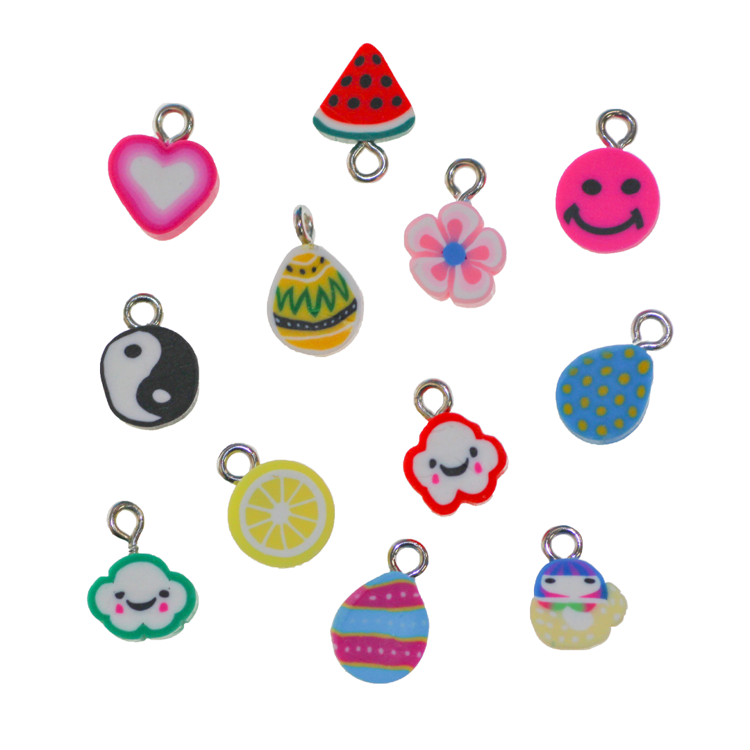 Polymer Clay Charm, Approx 12-14mm x 8-10mm, Sold Per pkg of 12, Available in Multiple Styles