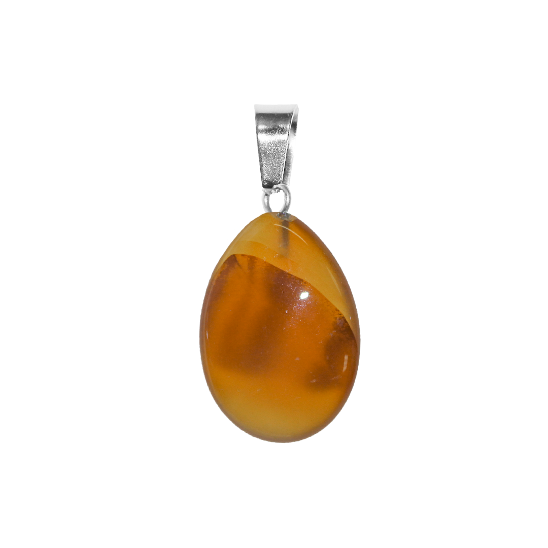 Burnt Orange Banded Agate Pendant, Teardrop, Semi-Precious Stone, 24mm x 16mm, Sold Per pkg of 1