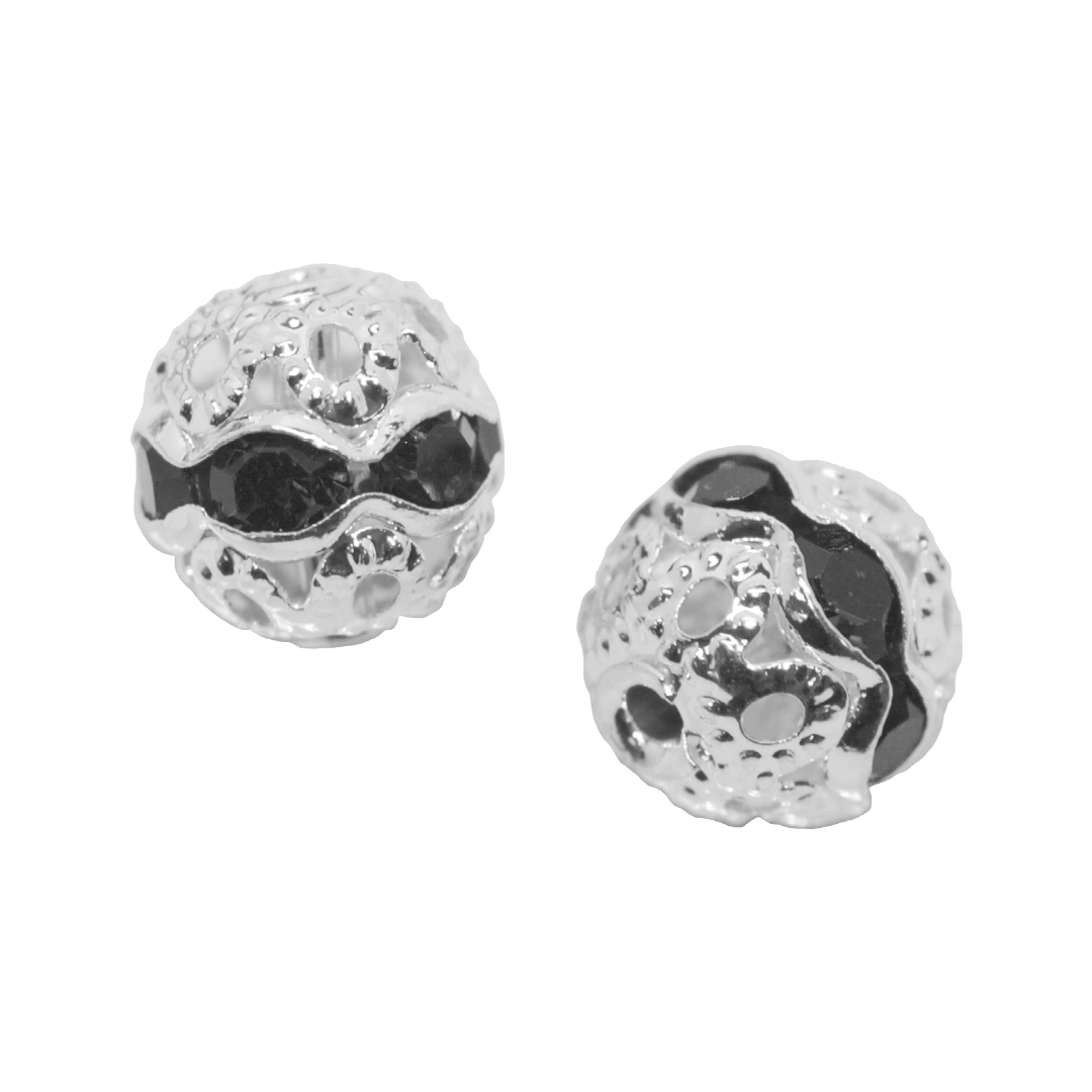 Spacers, Rhinestone Ball Beads, Alloy, Available in Multiple Colours and Sizes
