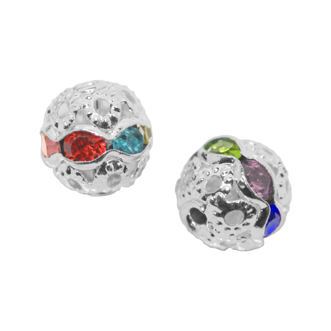 Spacers, Rhinestone Ball Beads, Alloy, Available in Multiple Colours and Sizes