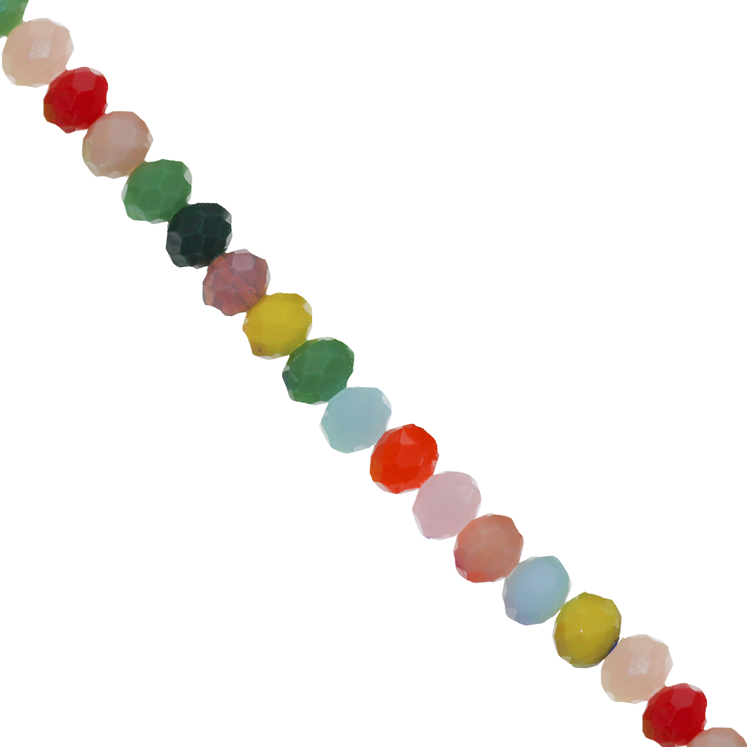 Glass Crystal Beads, Faceted, Rondelle, Opaque, Mixed Colours, Available in Multiple Sizes
