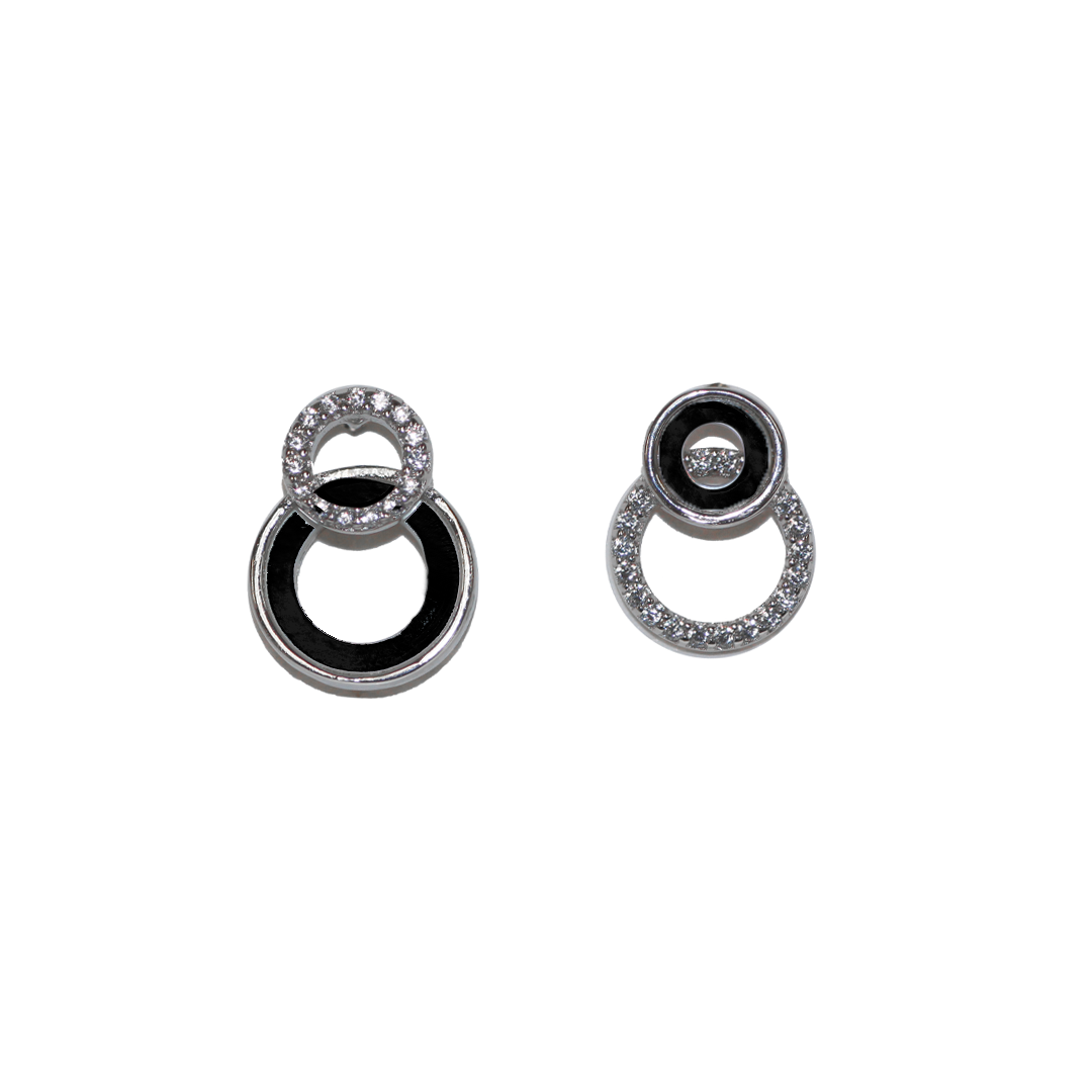 Earrings, Mismatched Stud, 925 Sterling Silver, 13mm x 10mm, Sold per pkg of 1 pair