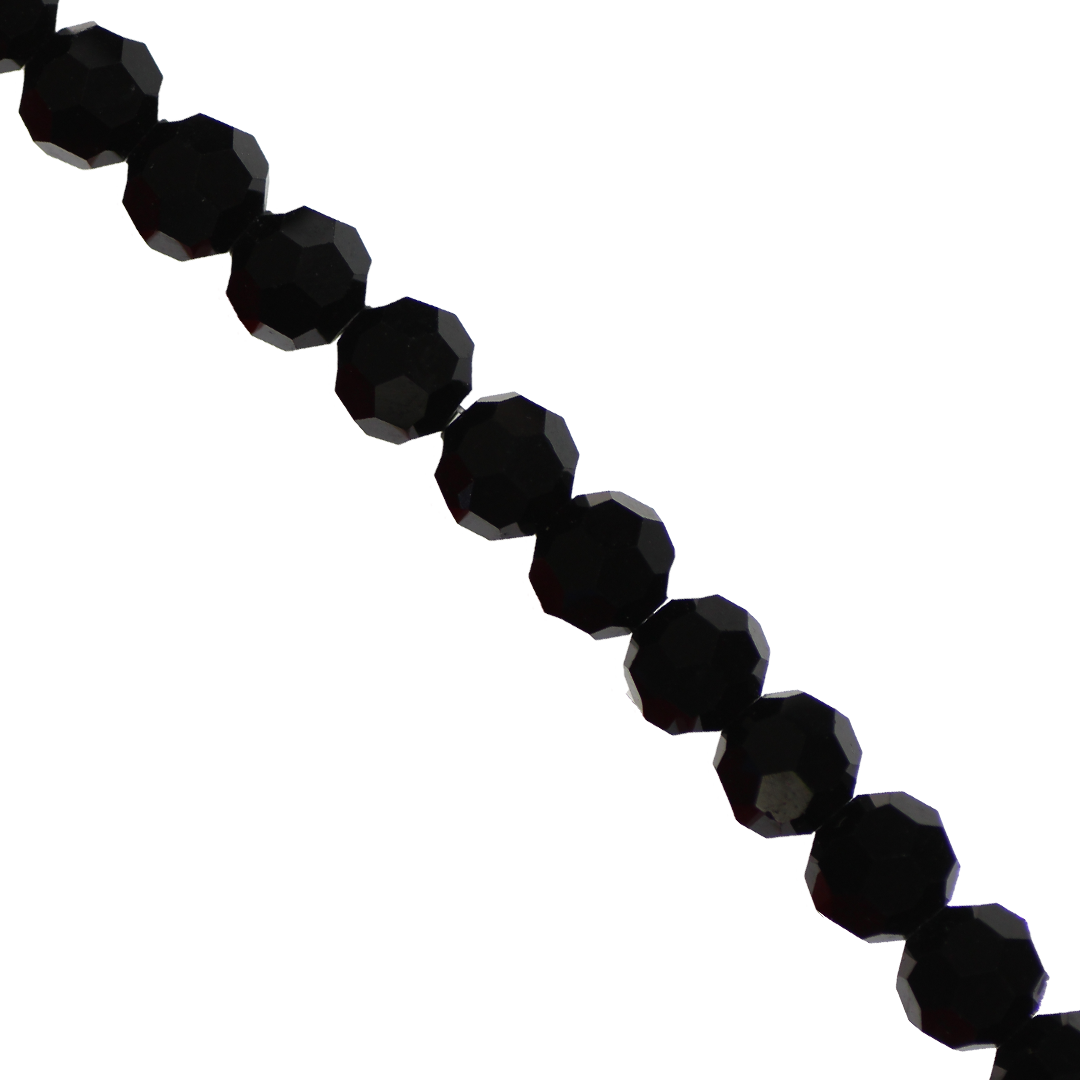 Glass Crystal, Round, Black, 10mm, Approx 65 pcs per strand