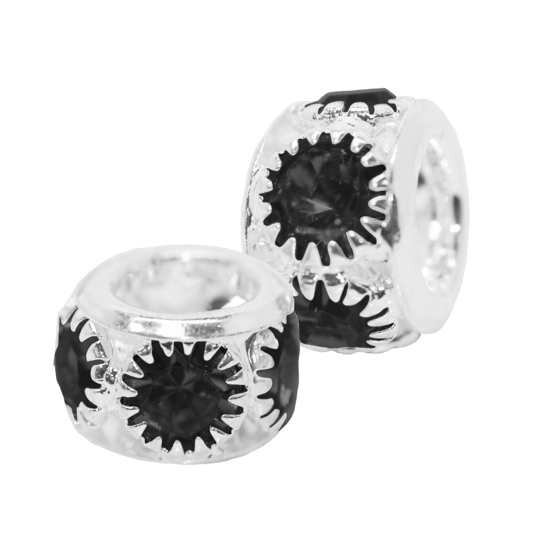 Spacers, Rhinestone Rondelle, Silver, Alloy, Available in Multiple Colours and Sizes, 6 pcs per bag