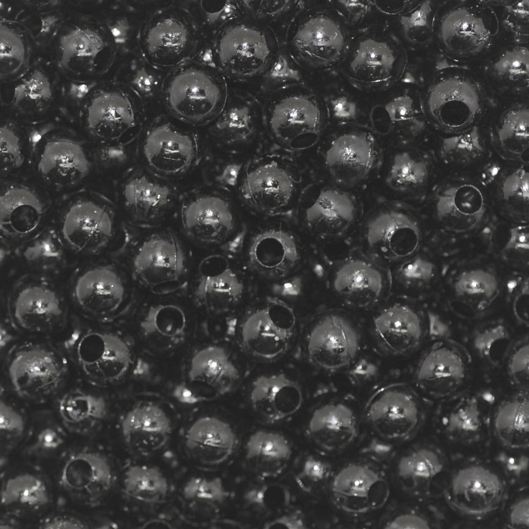 Plastic Beads Bulk Bag, Round, Black, Available in Multiple Sizes