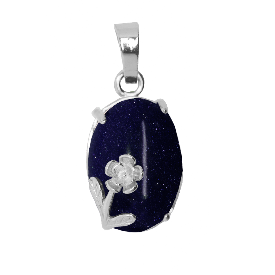 Gemstone Pendant, Oval, Silver, Alloy, 22mm x 13mm, Available in Multiple Gemstones, 1 pc