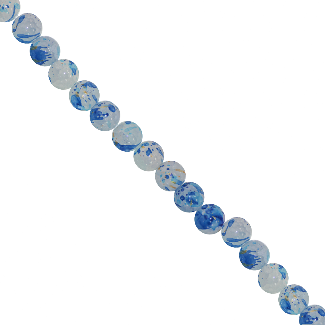 Cracked Glass Beads, Splatter Paint Design, 10mm, Approx 70 pcs per strand, Available in Multiple Colours