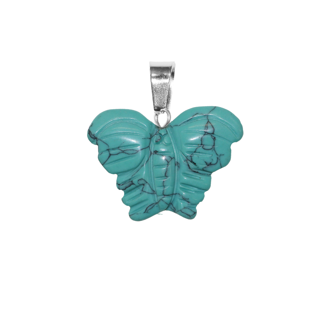 Gemstone Pendant, Butterfly, 29mm x 40mm, Available in Multiple Gemstones - 1 pc