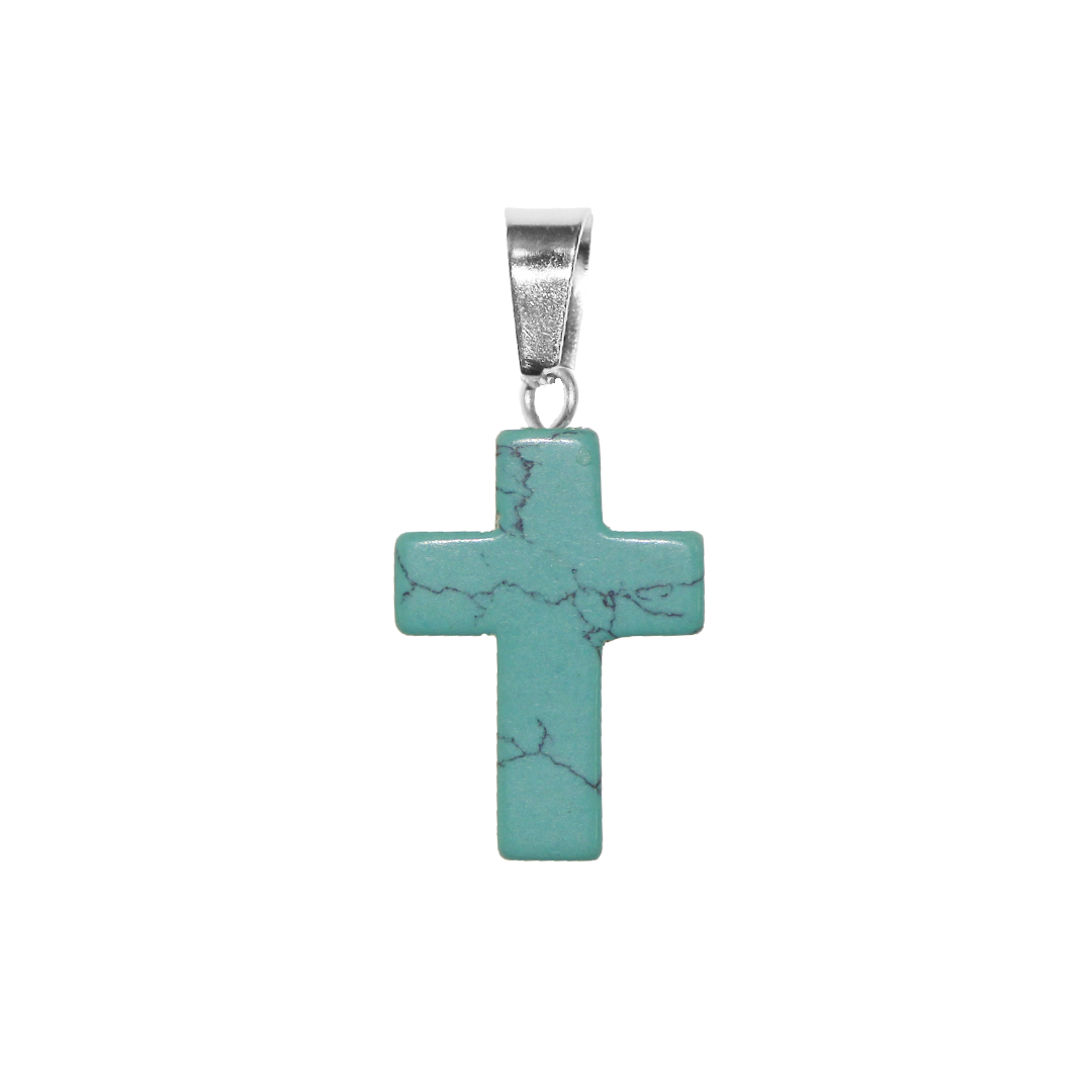 Gemstone Pendant, Cross, 25mm x 18mm, Available in Multiple Semi-Precious Stones, Sold Per pkg of 1