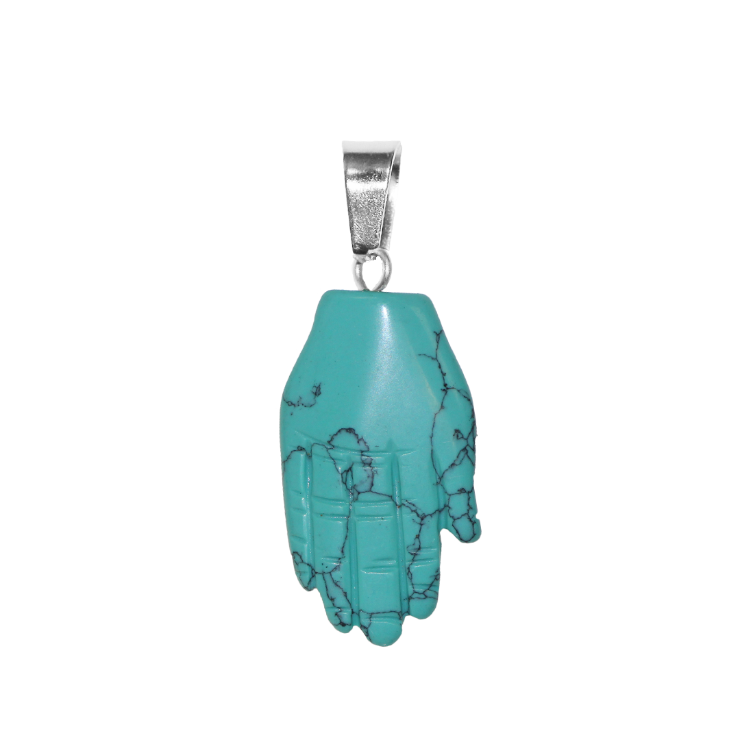 Gemstone Pendant, Hand, 43mm x 23mm, Available in Multiple Gemstones - 1 pc