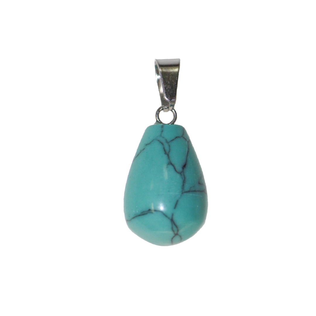 Blue Magnesite Pendant, Water Drop, Semi-Precious Stone, 19mm x 13mm, Sold Per pkg of 1