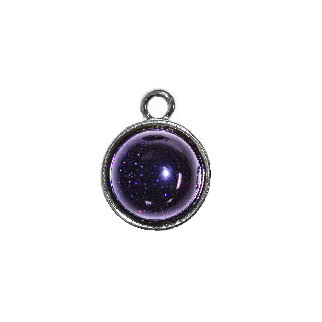 Charm, Semi-Precious Stones, Round, Silver, Alloy, 15mm x 12mm, Sold Per pkg of 1, Available in Multiple Gemstones