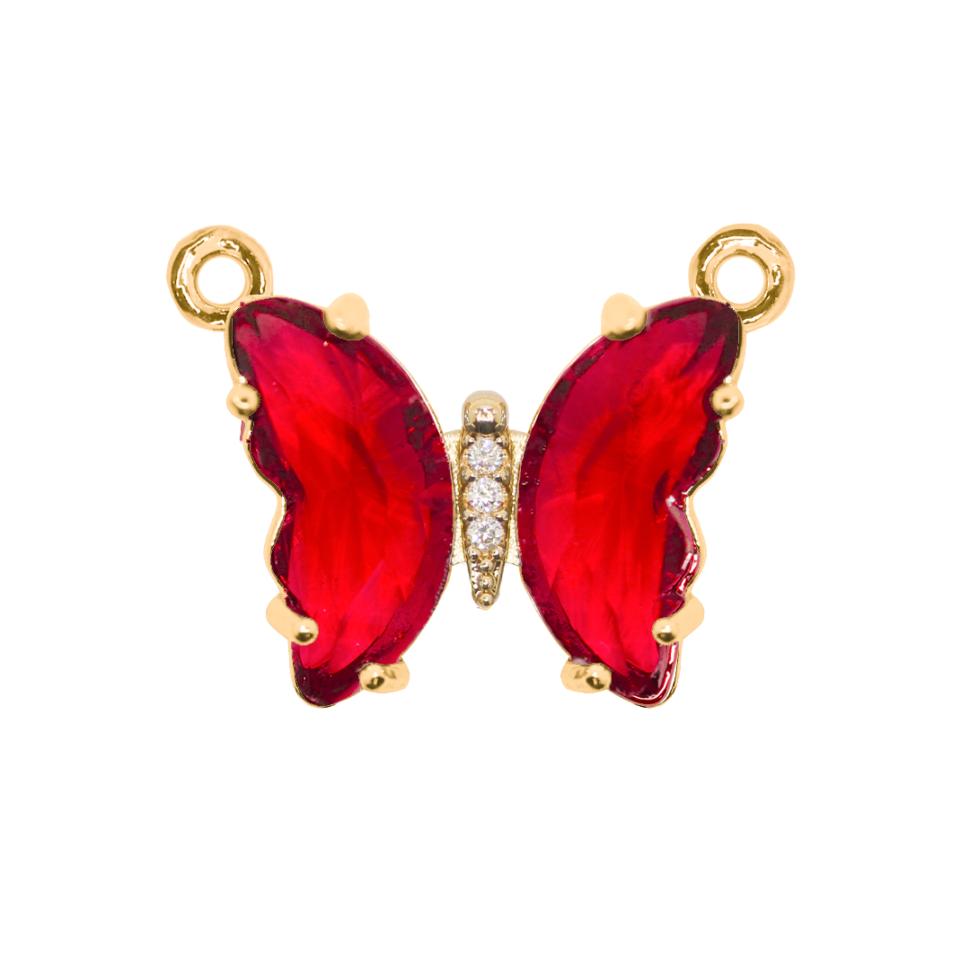Glass Crystal Connector, Butterfly, Gold, Alloy, 17mm x 23mm, Sold Per pkg of 1, Available in Multiple Colours