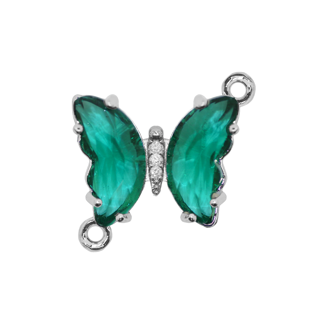 Glass Crystal Connector, Butterfly, Alloy, 18mm x 21mm, Sold Per pkg of 1, Available in Multiple Colours