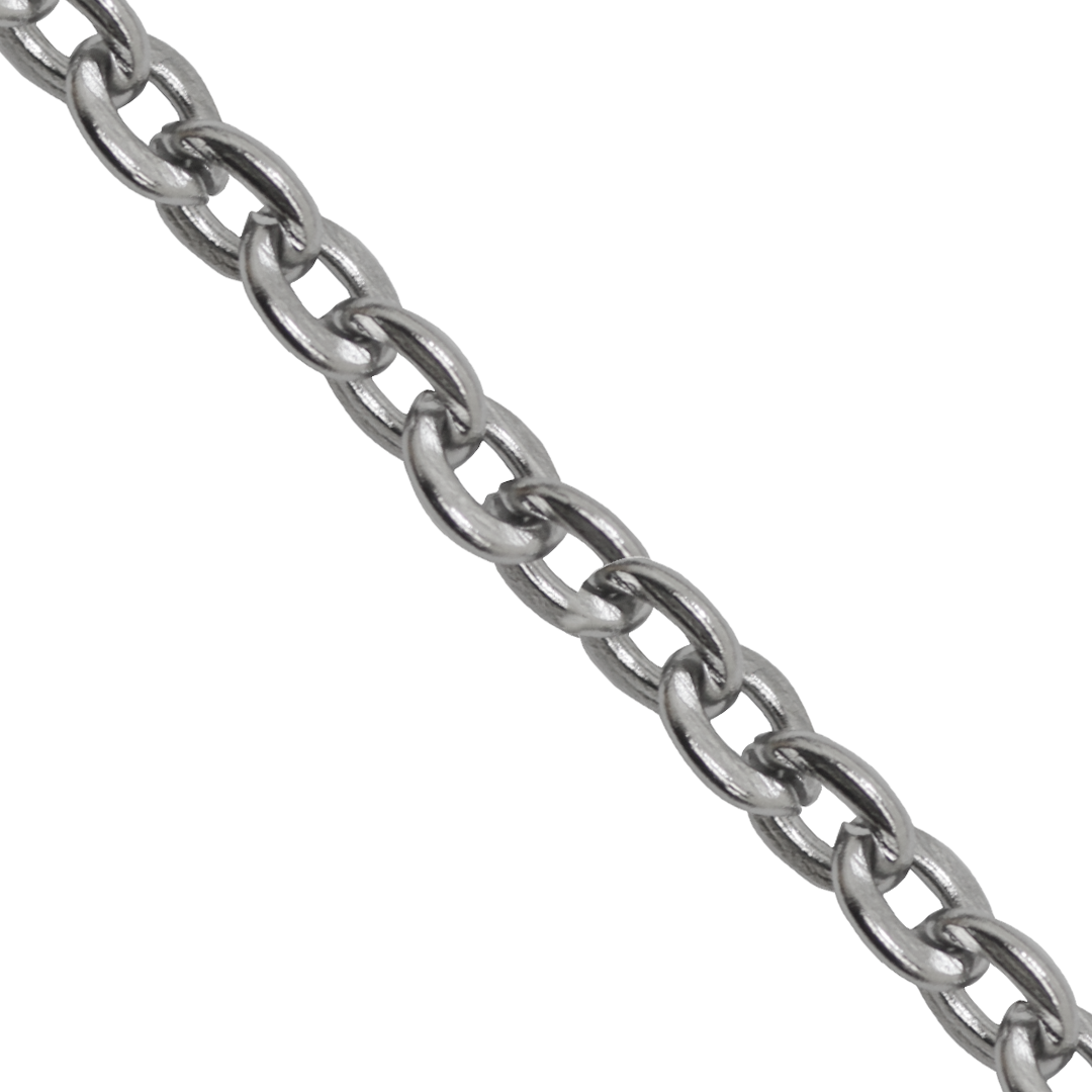 Flat Cable Chain, Silver Stainless Steel, 3mm x 2mm x 1mm loop, Sold per meter