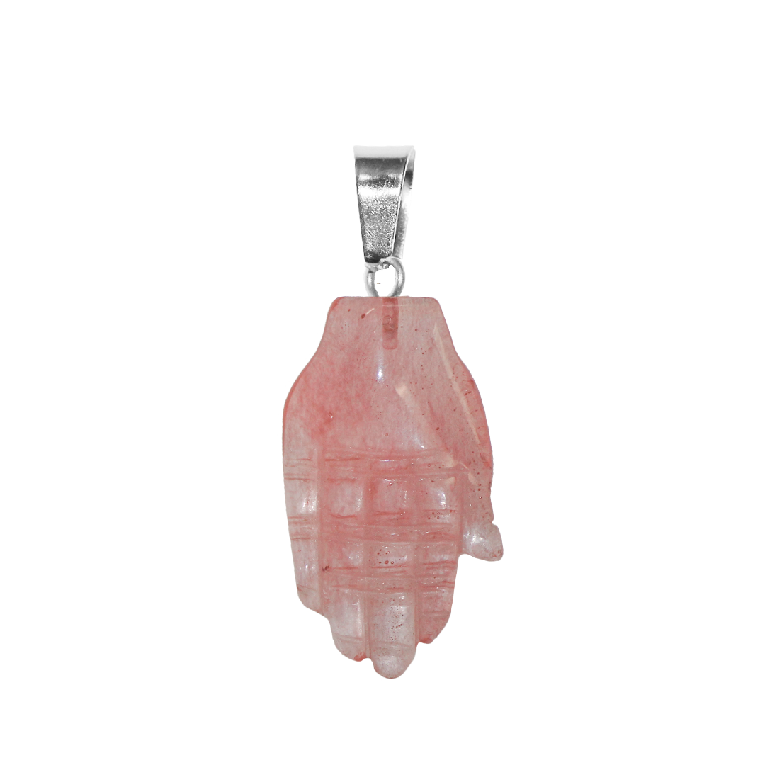 Gemstone Pendant, Hand, 43mm x 23mm, Available in Multiple Gemstones - 1 pc