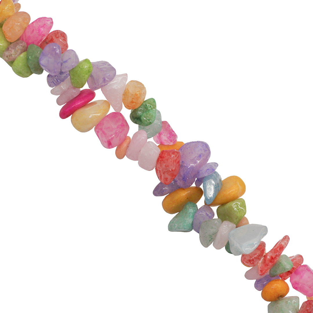 Chipped Dyed Stones, Mixed Colours, Approx 200 pcs per strand