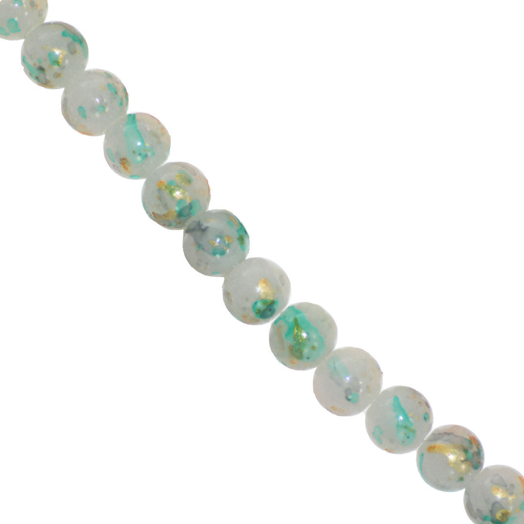 Cracked Glass Beads, Splatter Paint Design, 10mm, Approx 70 pcs per strand, Available in Multiple Colours