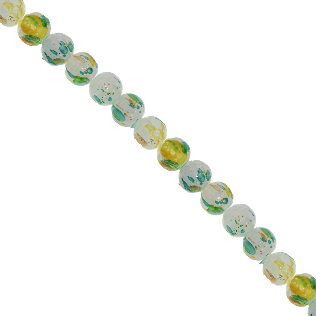 Cracked Glass Beads, Splatter Paint Design, 10mm, Approx 70 pcs per strand, Available in Multiple Colours