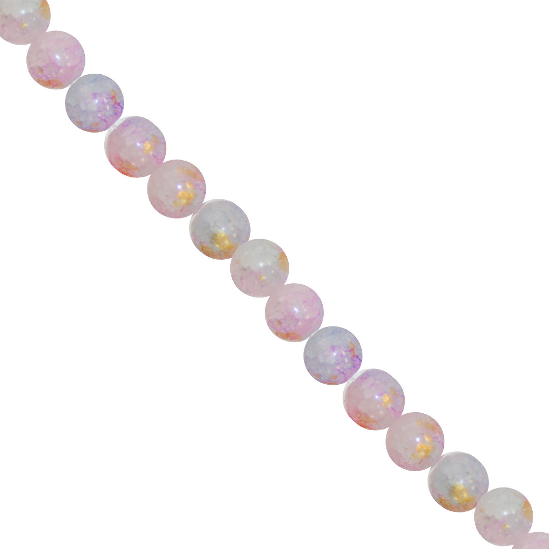 Cracked Glass Beads, Splatter Paint Design, 10mm, Approx 70 pcs per strand, Available in Multiple Colours
