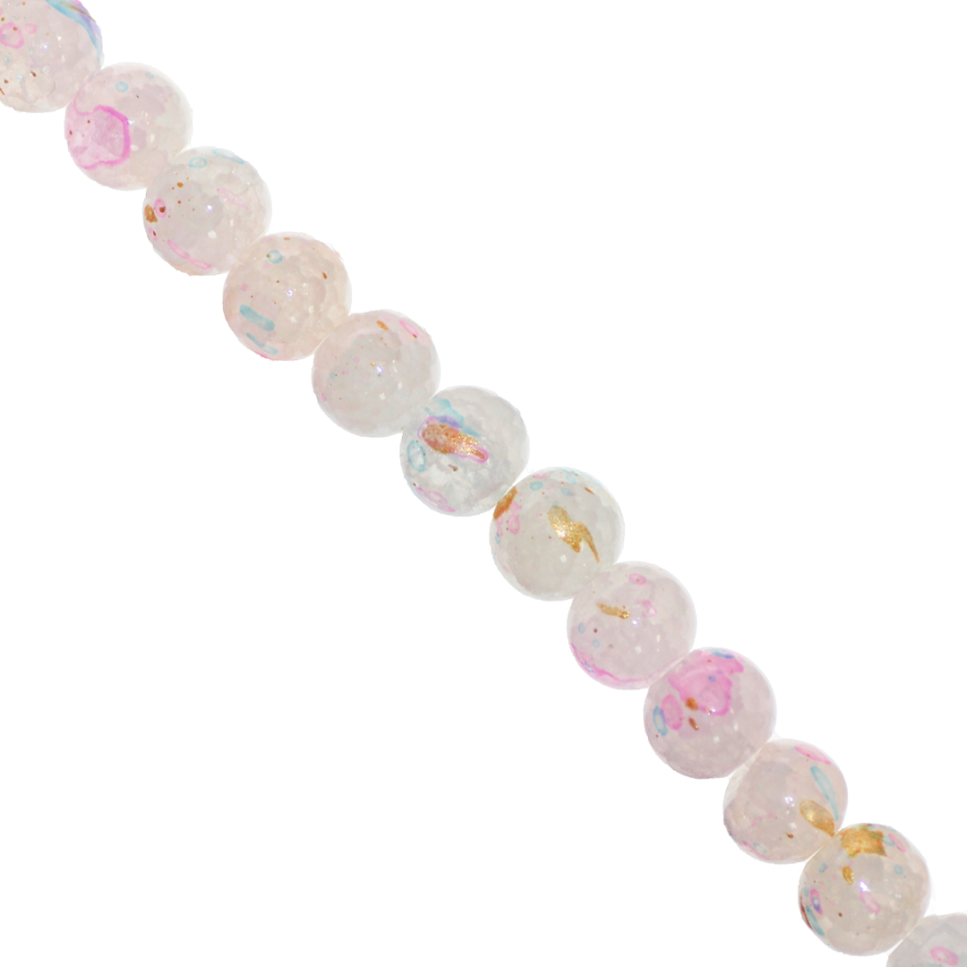 Cracked Glass Beads, Splatter Paint Design, 10mm, Approx 70 pcs per strand, Available in Multiple Colours